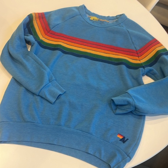 Super Rare Blue Aviator Nation Rainbow Crewneck- SMALL - Picture 8 of 13